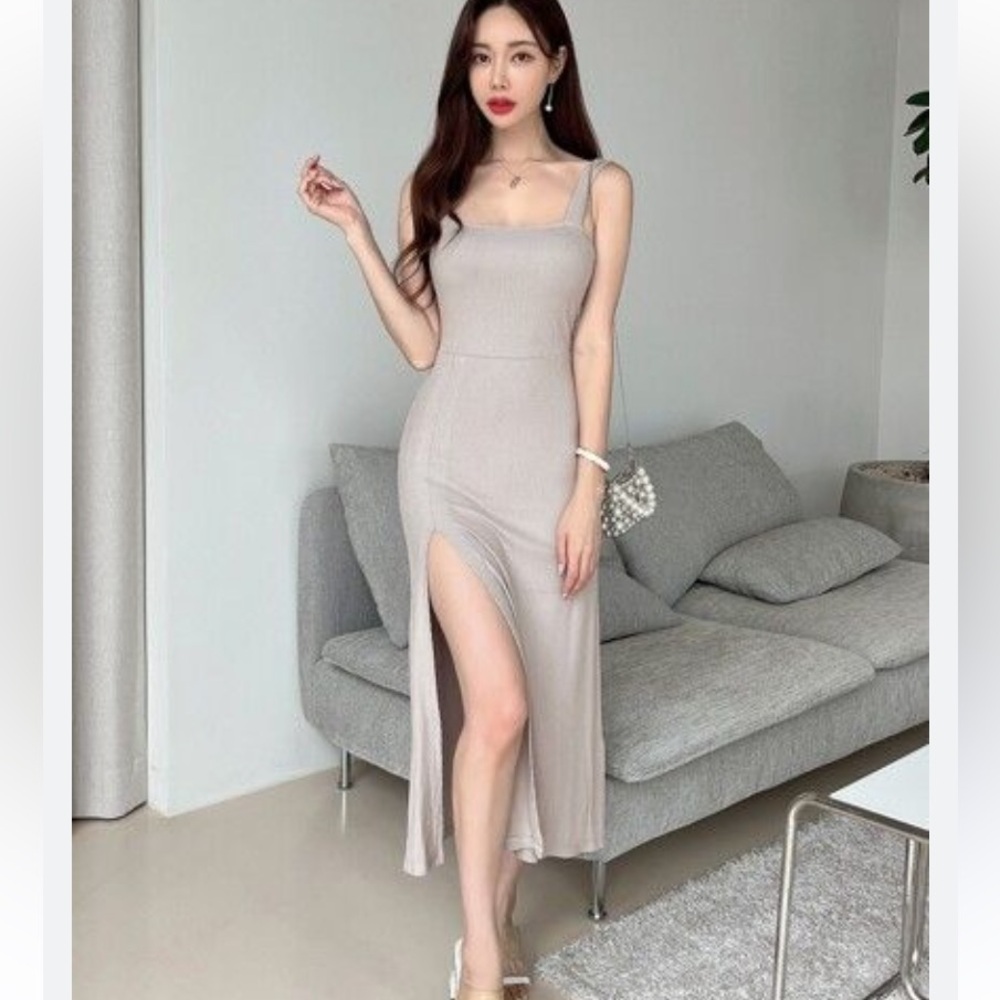 DAZY Split Thigh Rib-knit Cami Dress XL